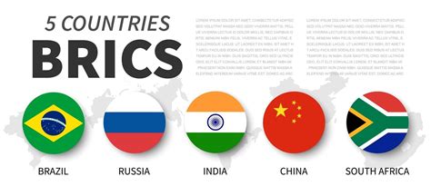 BRICS . Association of 5 countries . Flat simple circle flag design ...