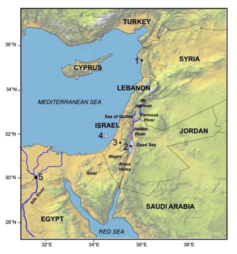 Regional map of the Levant showing the geographical features discussed... | Download Scientific ...