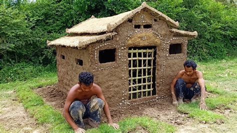 Build Wooden Mud House - YouTube