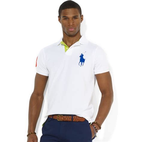 Polo Ralph Lauren Custom Fit Big Pony Mesh Polo Shirt in White for Men ...