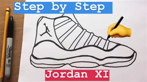 How to Draw the Air Jordan 11 XI - EASY Step by Step TUTORIAL / how to draw shoes #jordan - YouTube