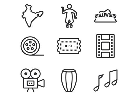 Bollywood Line Icons 129952 Vector Art at Vecteezy