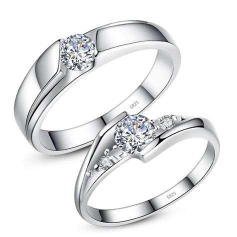 Round-cut Solitaire Promise Rings For Couples In 925 Sterling Silver ...