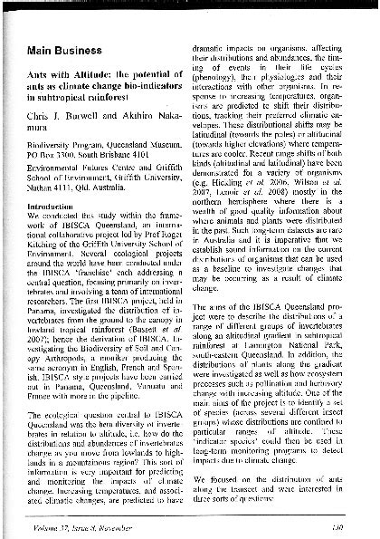 (PDF) Ants with altitude: the potential of ants as climate change bioindicators in subtropical ...