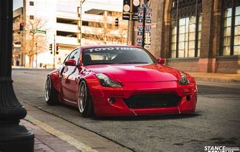 Wallpaper red, the city, Nissan, 350z, Nissan, fairlady, Fairlady ...