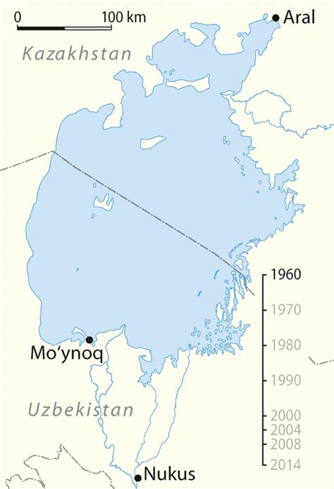 The Incredible Shrinking Aral Sea 1960-2014 | Map, Sea and ocean, Cartography