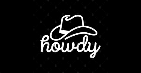 Howdy Cowboy Hat Line Art Western Country USA - Howdy - Sticker | TeePublic