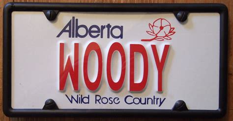 ALBERTA PERSONALIZED LICENSE PLATE---"WOODY" FAKE PLASTIC … | Flickr