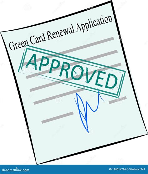 Green Card Renewal Application on the Stamp Approved Stock Vector ...