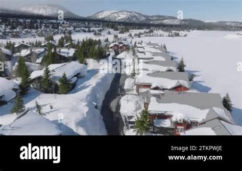 Mammoth lake ski resort on Christmas holidays 4K aerial. Perfect winter ...