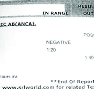 Lab report of the same patient showing P-ANCA positive | Download Scientific Diagram