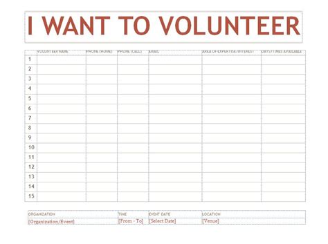 Volunteer Sign Up Sheet Template Google Docs