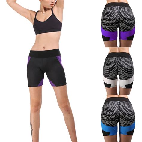 High Waist Women Yoga Sportswear Sports Shorts Running Fitness Exercise Gym Short Pants ...