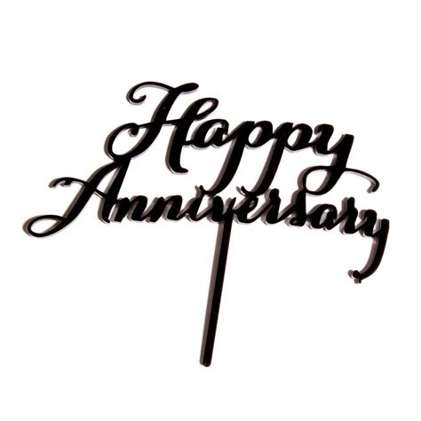 Happy Anniversary Cake Topper - Black | Discount Party Warehouse