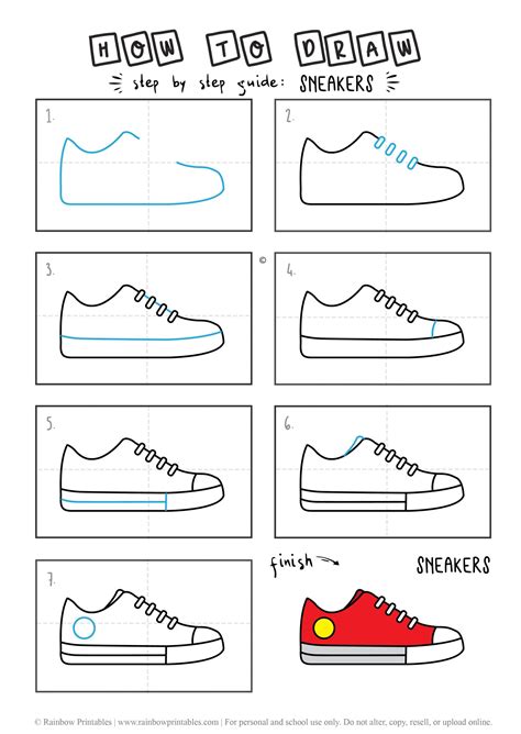 How To Draw Sneakers Canvas Shoes - Step By Step Chuck's Converse Drawing Guide - Rainbow Printables