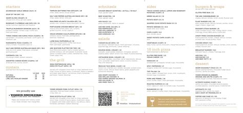 Carte et Menus 2024 - Arkaba Hotel à Fullarton (SA) | TheFork