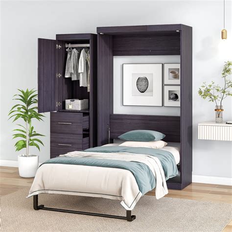 Buy BIADNBZ Twin Size Murphy Bed with Wardrobe and Drawers Storage ...