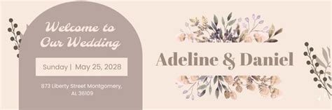 Rustic Floral Wedding Banner - Venngage