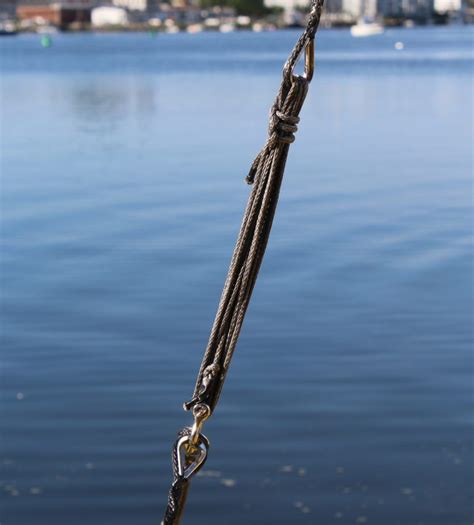 Dyneema rope, with spliced in stainless-steel thimbles and simple ...