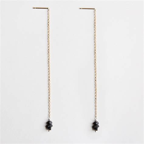 Rough Black Diamond Thread Earrings | Black diamond earrings, Gold thread earrings, Thread earrings
