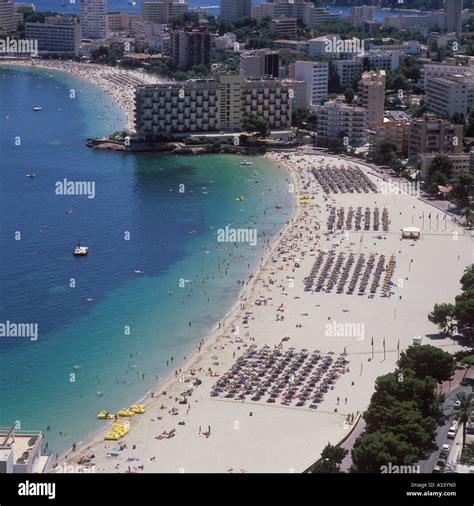 Aerial view over Palma Nova beach, Calvia, SW Mallorca, Balearic Stock Photo: 6092687 - Alamy