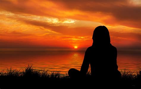 Woman Watching Sunset - Around the Writer's Table