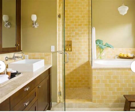 Love the yellow subway tile | Yellow bathroom tiles, Yellow bathroom decor, Yellow bathrooms