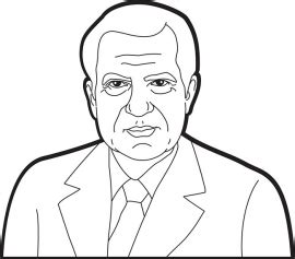 president richard nixon black and white outline clipart