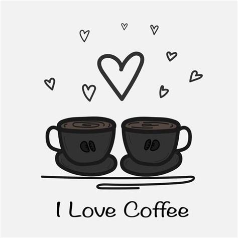 I Love Coffee Hand Drawn Vector Illustration. Doodle Art. 584311 Vector ...