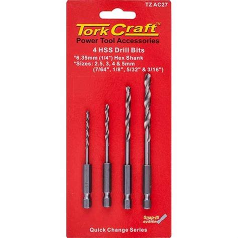 TORK CRAFT | DRILL BIT | HEX SHANK | SET 4PCE 2.5MM | Tool Accessories ...