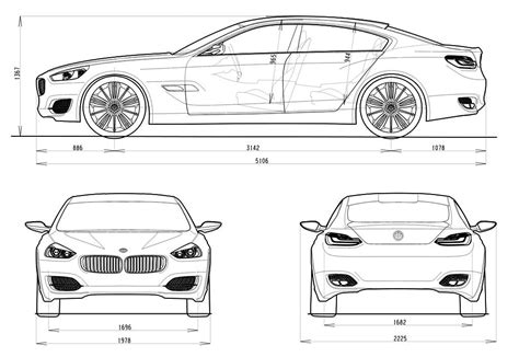 BMW CS Concept dimensions blueprint - Car Body Design | Car drawings ...