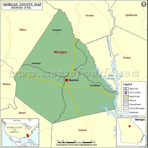 Morgan County Map, Map of Morgan County Georgia | County map, Morgan ...