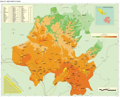 Hidalgo State Map, Mexico