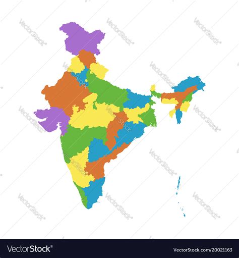 India map with federal states flat Royalty Free Vector Image