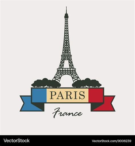 Eiffel tower against the french flag Royalty Free Vector