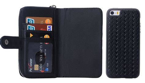 BRG iPhone SE/5S/5 Weave Texture Magnetic Detachable Zipper Wallet Case