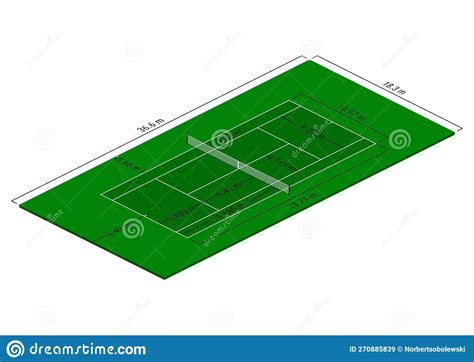 Tennis Court Dimensions Diagram in Meters. Stock Vector - Illustration of isometric, sport ...
