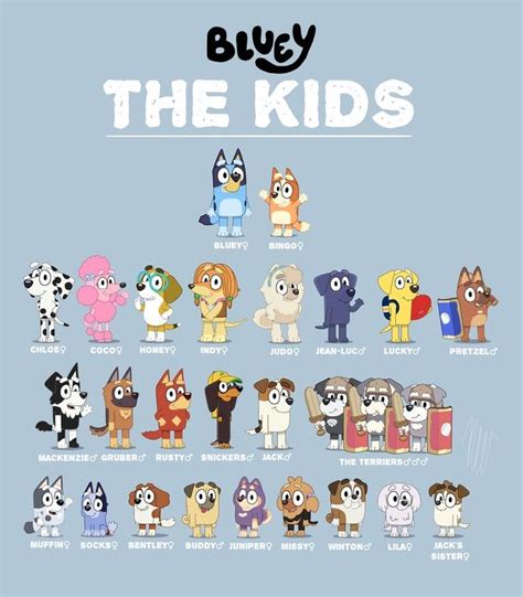 an image of the kids cartoon characters in different colors and sizes ...