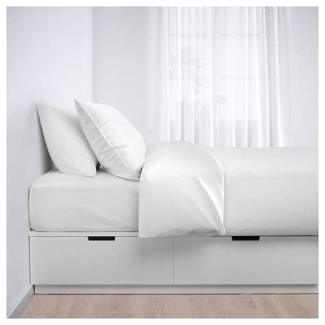 NORDLI white, Bed with storage, 90x200 cm - IKEA | Bed frame with storage, Single beds with ...