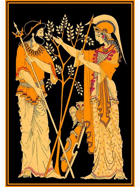 "POSEIDON and ATHENA : Vintage Greek God and Goddess Print" Sticker for ...