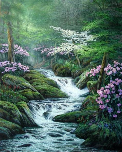 Egidio Antonaccio | Landscape paintings, Waterfall art, Painting waterfall