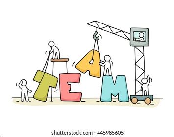 Sketch Teamwork Working Little People Doodle Stock Vector (Royalty Free) 445985605 | Shutterstock