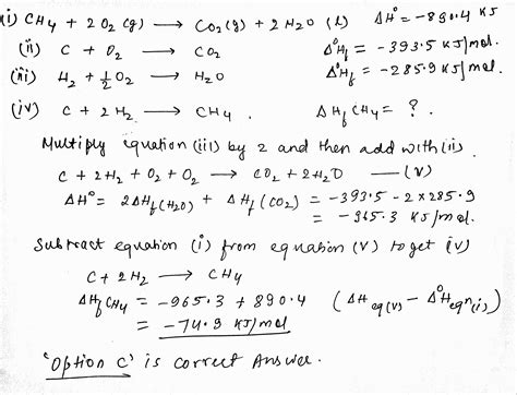 Using the following information calculate the heat of formation of CH4 ...