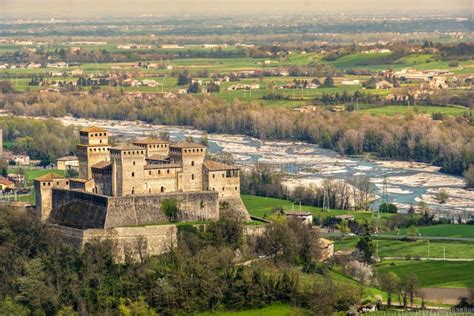 Parma Italy Torrechiara Castle Aerial View of Castello Di Torrechiara in Emilia Romagna Panorama ...