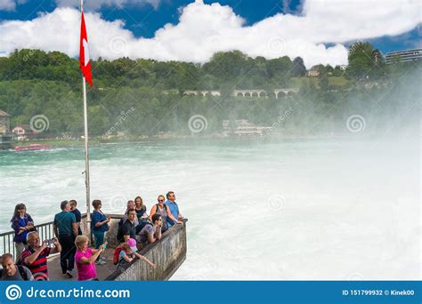 Neuhausen am Rheinfall, Switzerland - 23 July 2019. Waterfall on the River Rhine in the City ...