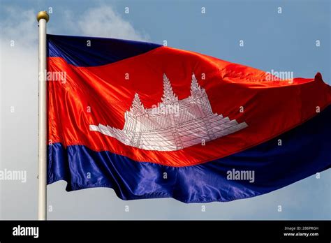 The flag of Cambodia with Angkor Wat Stock Photo - Alamy