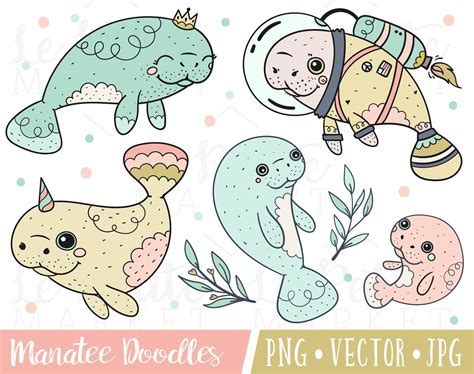 Kawaii Manatee Clipart Set Kawaii Manatee Clipart Images | Etsy | Clip ...