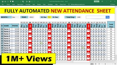 🔥🔥 Fully Automated Attendance Sheet in Excel - YouTube