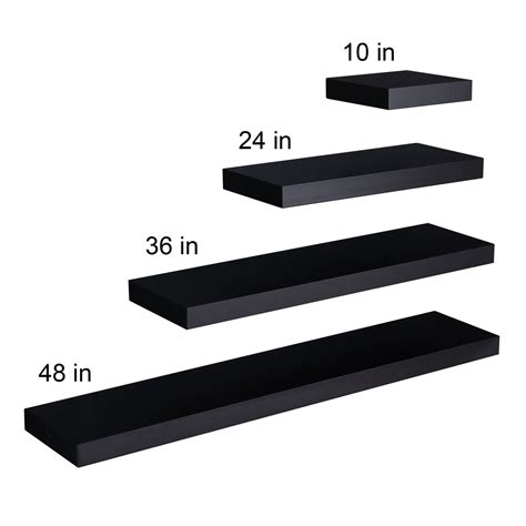 Manhattan Black Wooden Floating Wall Shelves