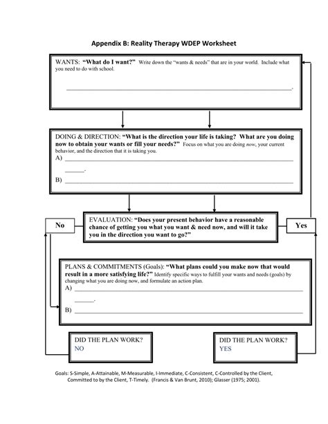 Printable Reality Therapy Worksheets